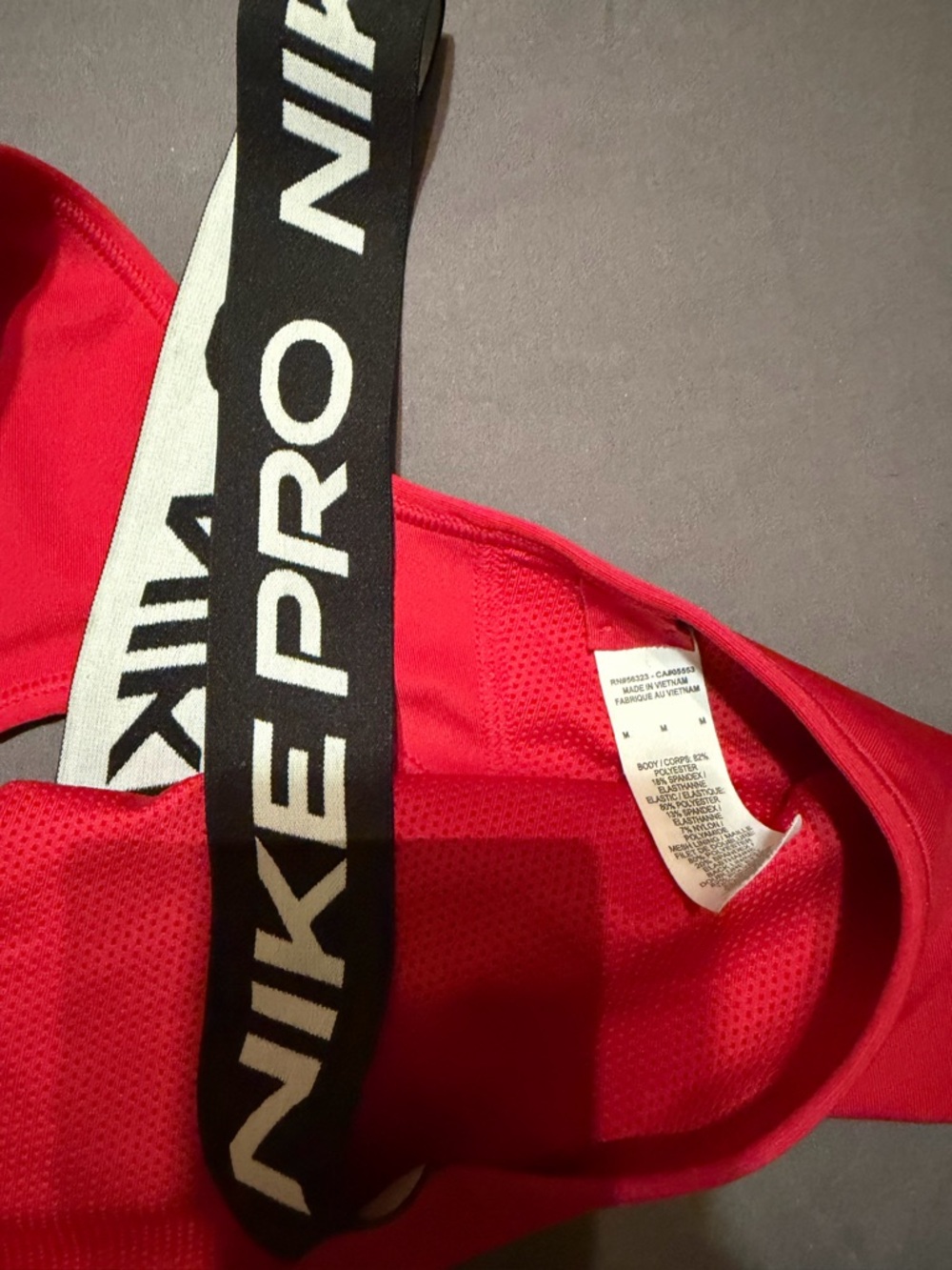 Nike Red One-Shoulder Sports Bra with Black Logo Strap - Picture 3 of 3